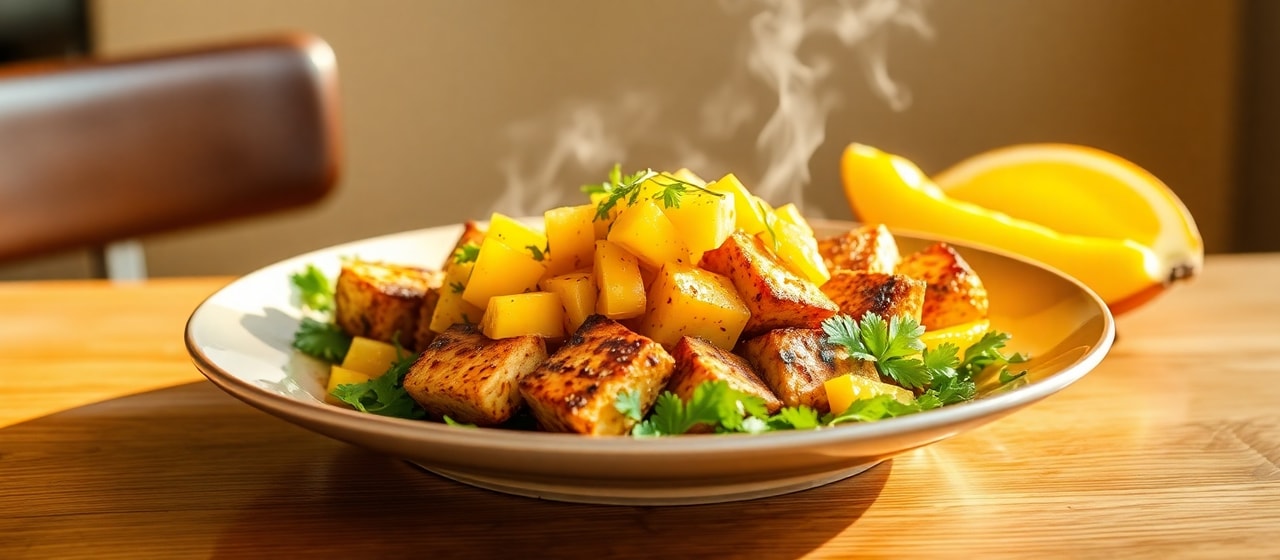 Pan-Seared Jerk Tofu with Mango-Lime Salsa