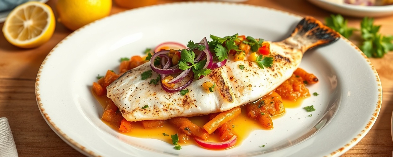 Pan-Seared Kingklip with Preserved Lemon & Cape Malay Spiced Relish
