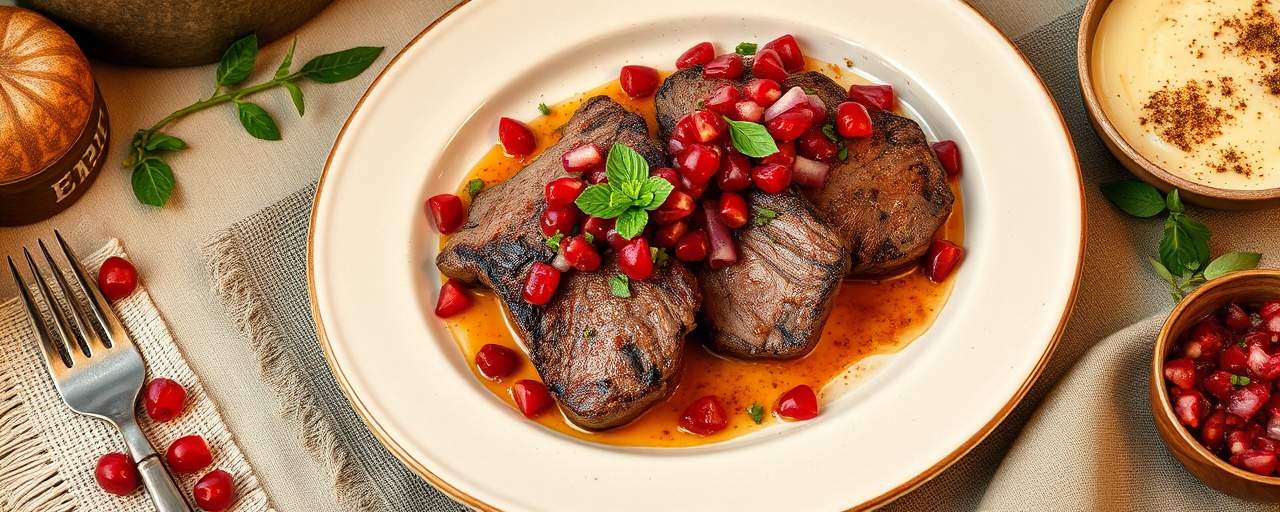 Pan-Seared Lamb Medallions with Pomegranate-Mint Salsa