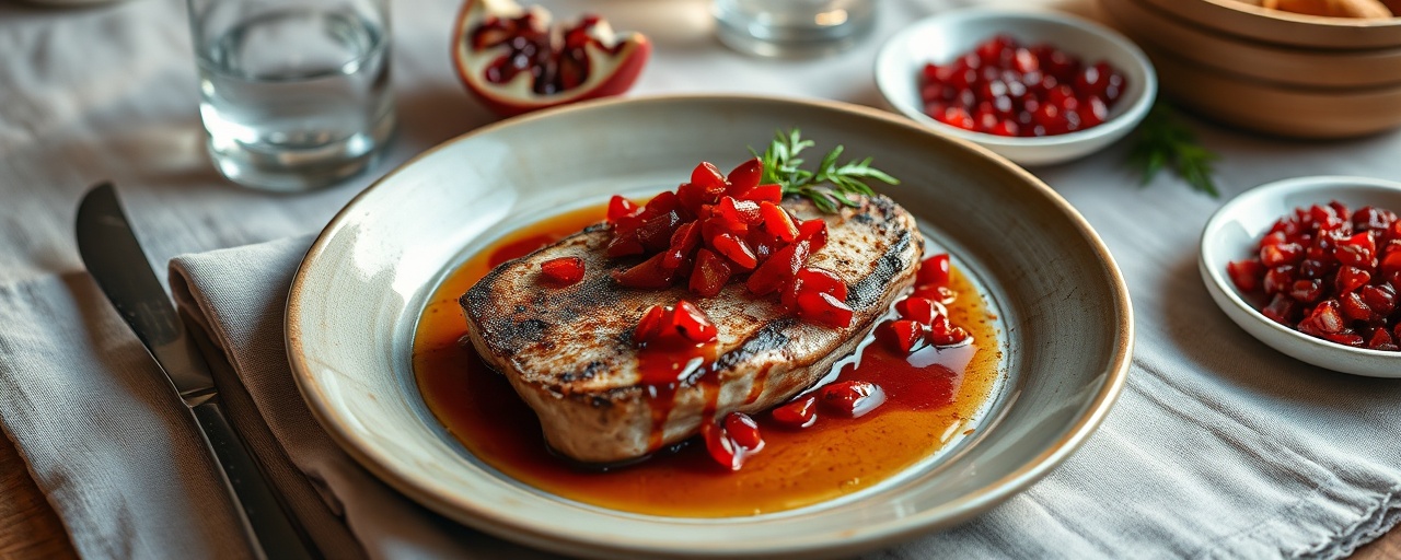 Pan-Seared Ostrich Fillet with Pomegranate-Rooibos Glaze