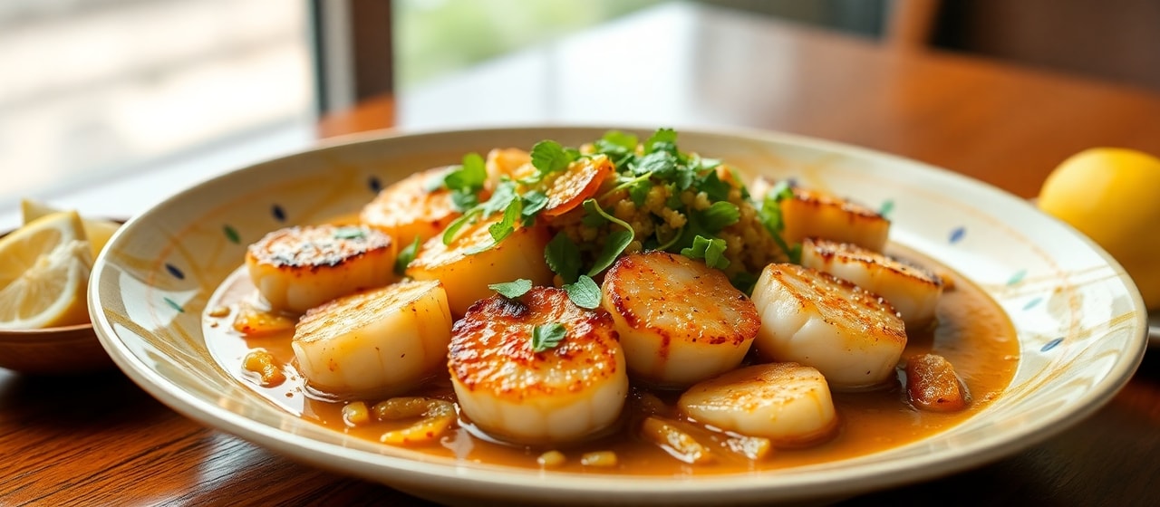 Pan-Seared Scallops with Preserved Lemon Nuoc Cham