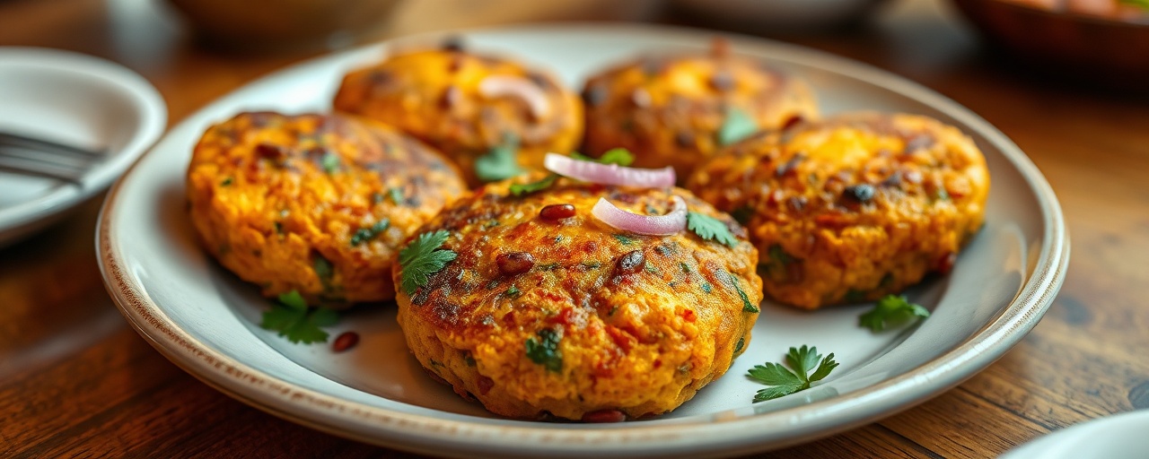 Pan-Seared Sri Lankan Spiced Sweet Potato and Lentil Cakes
