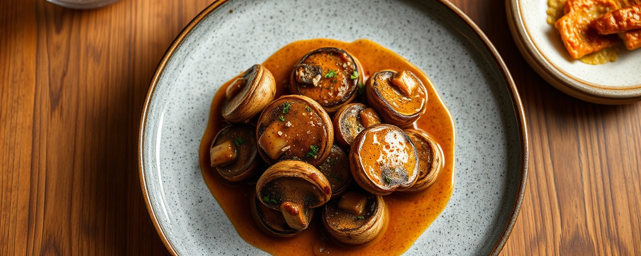 Pan-Seared Sumac King Oyster Mushrooms with Kampot Pepper Glaze