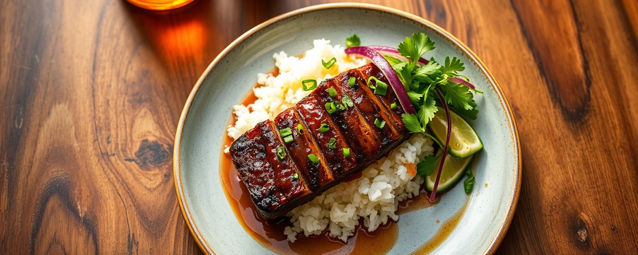 Pan-Seared Thai Short Ribs with Coconut-Lime Glaze and Herb Salad