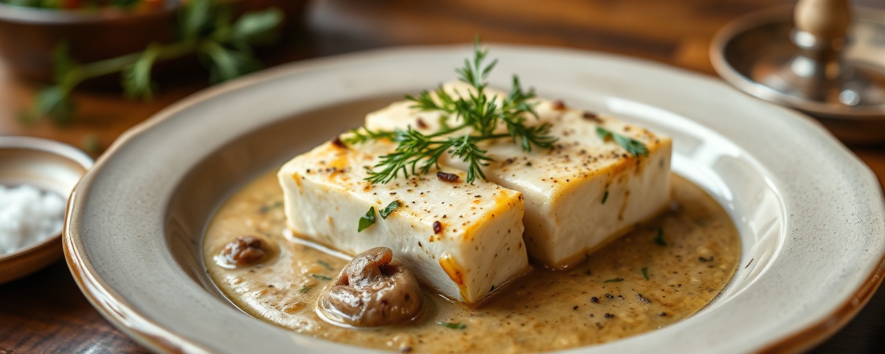 Pan-Seared Tofu Skovoroda with Dill and Mushroom Sauce