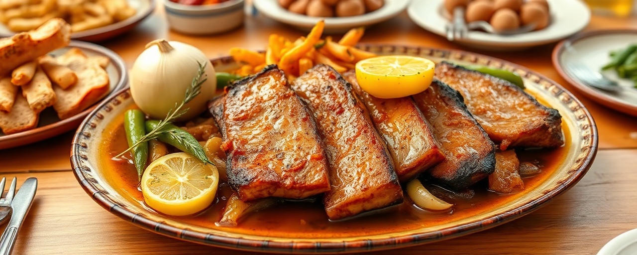 Panceta Guisada con Pimientos y Judiones