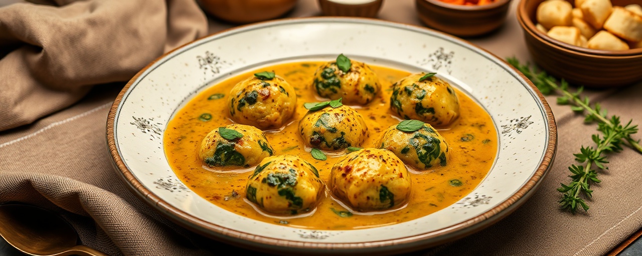 Paneer and Spinach Kofta in Cashew Gravy