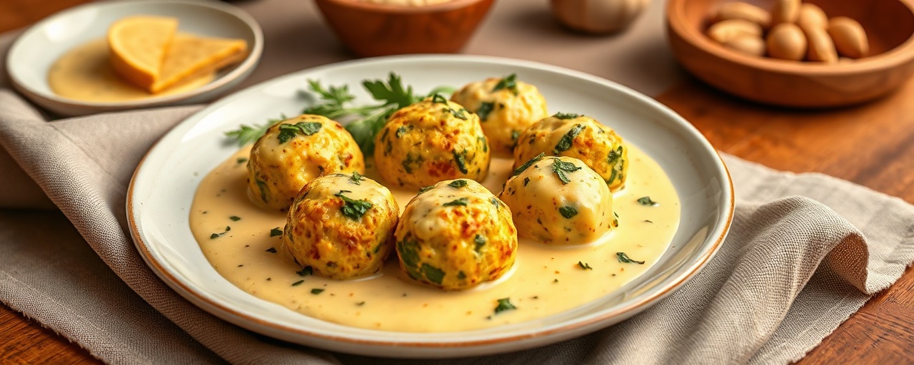 Paneer and Spinach Kofta in Saffron Cream Sauce