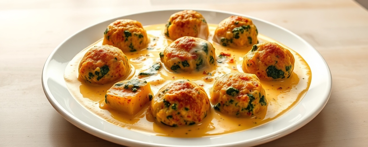 Paneer and Spinach Kofta in Saffron Cream Sauce