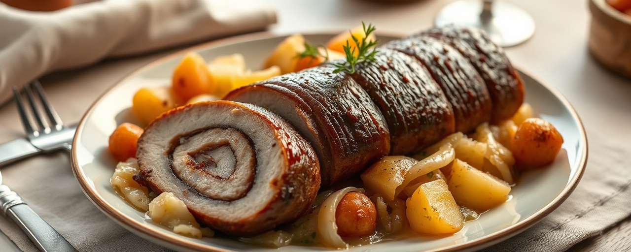 Parovoy Roulade iz Svinoy Grudinki (Steamed Pork Belly Roulade)