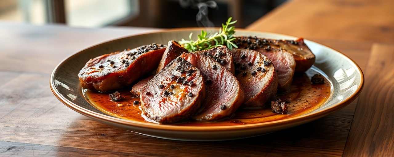 Pato Ahumado con Reducción de Malbec y Chimichurri de Morrón Asado
