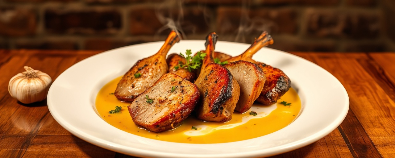 Pato Assado em Forno Tandoor à Algarvia