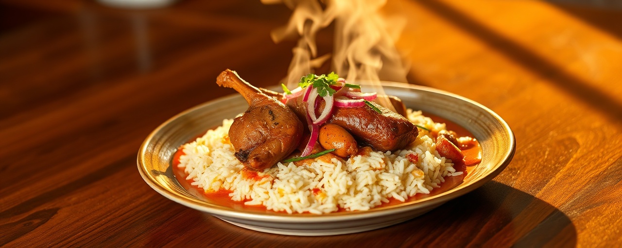 Pato Estofado con Arroz con Palta