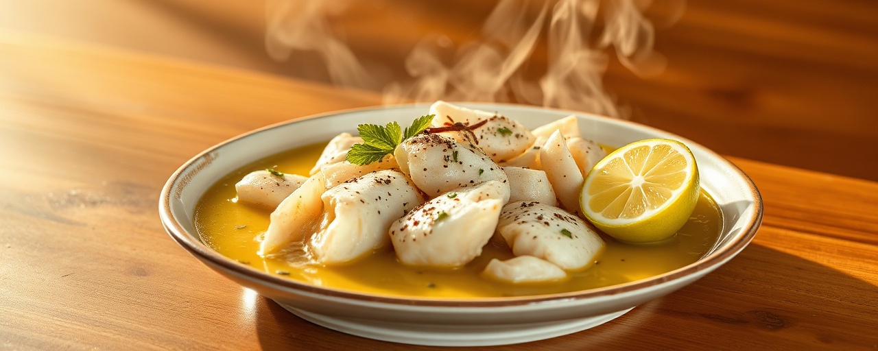 Peixe no Vapor com Molho de Coentro e Tahini