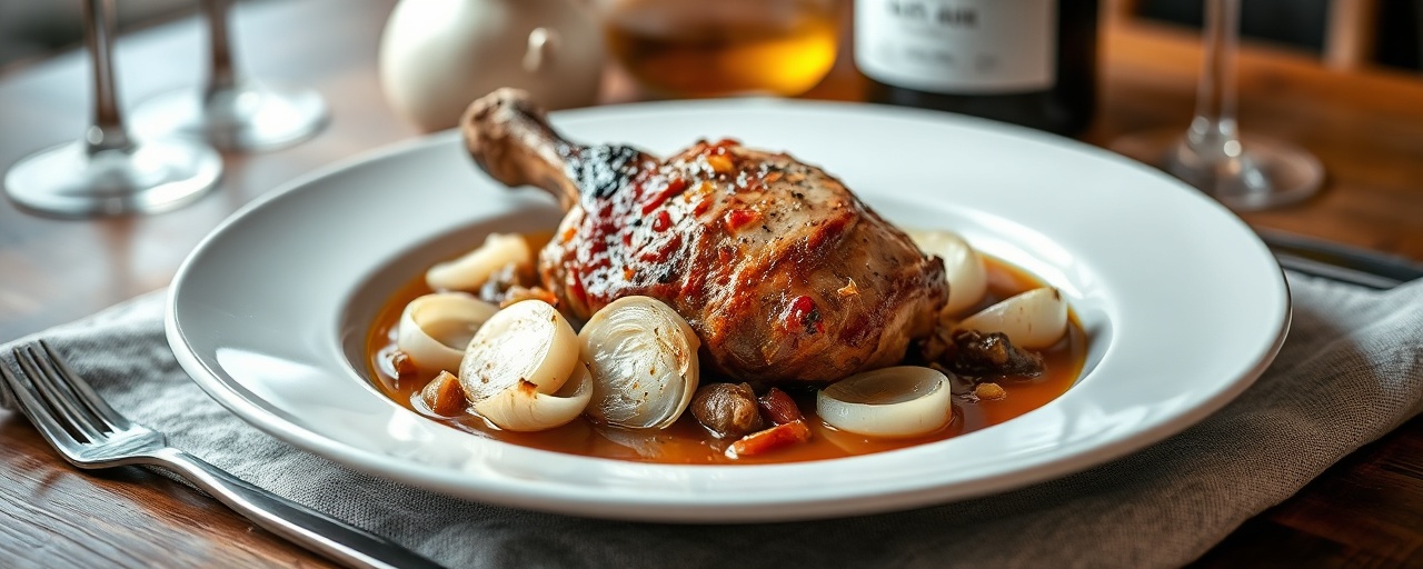 Pernil de Porco Estufado com Romã e Vinho Tinto