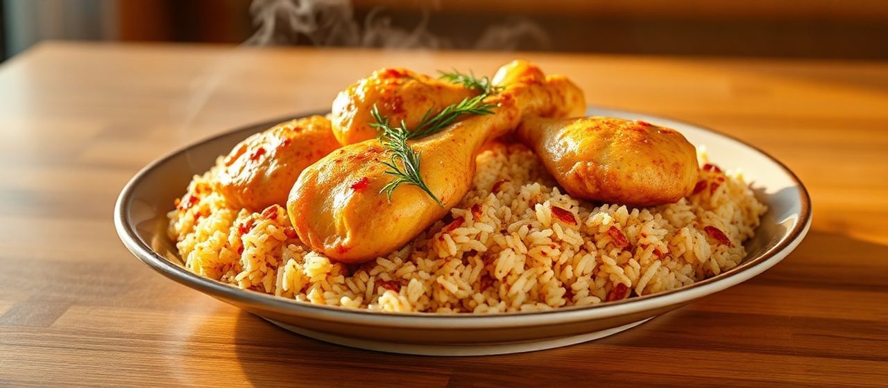 Persian Saffron Chicken with Barberry Rice (Zereshk Polo Morgh)