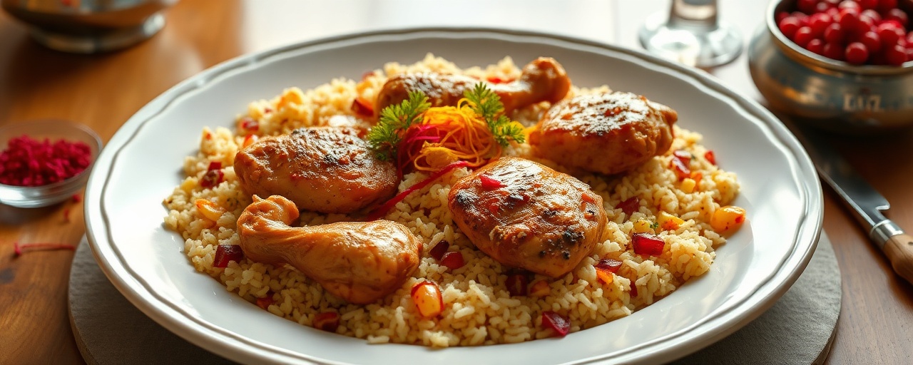 Persian Saffron Chicken with Barberry Rice (Zereshk Polo Morgh)