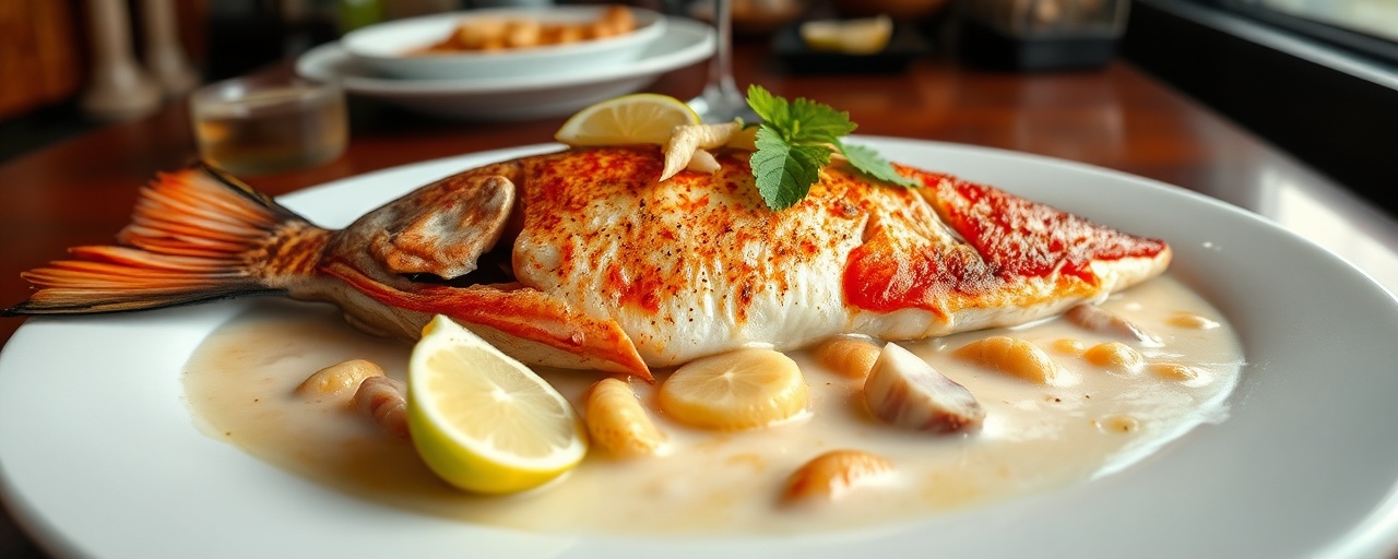 Pescado Asado Colombiano con Coco y Plátano Dulce