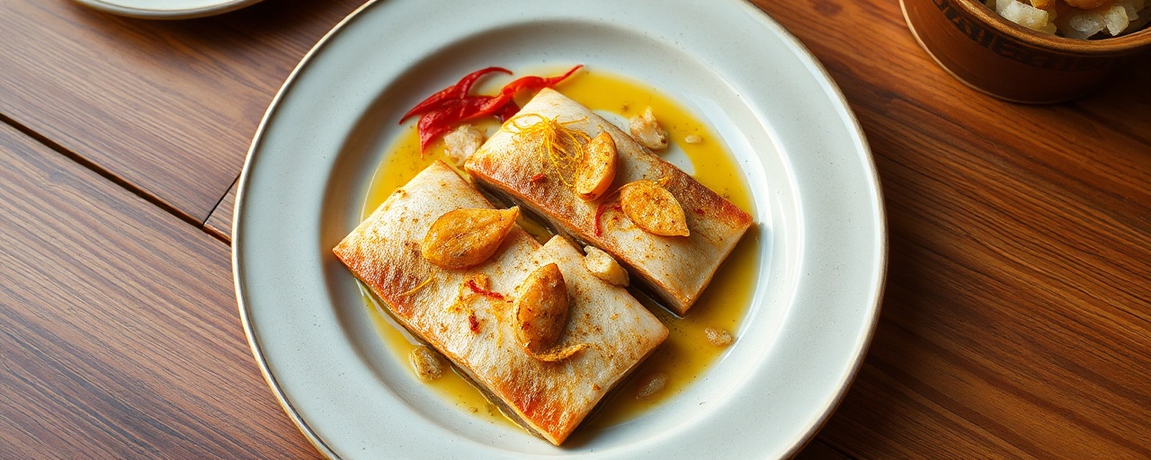 Pescado Asado Costeño con Azafrán y Salsa de Maní