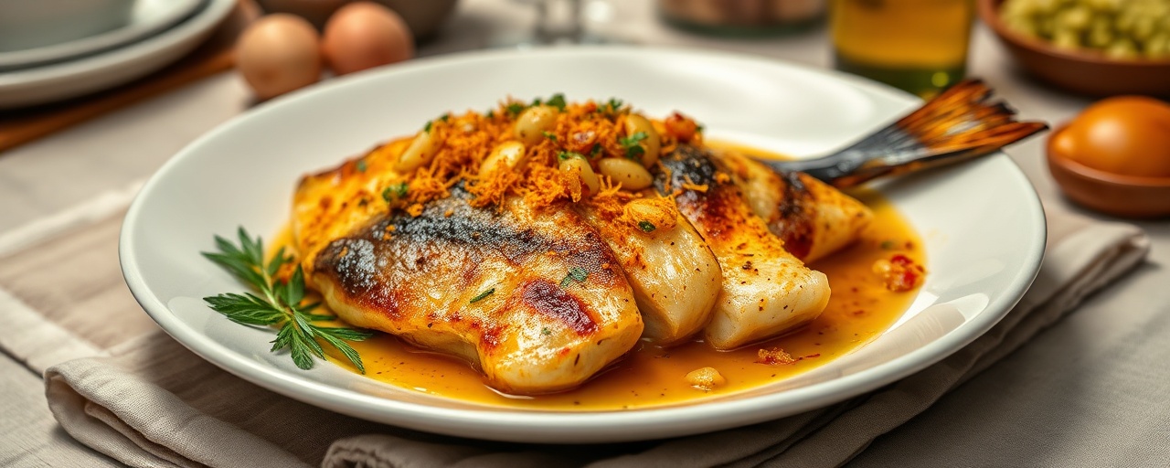 Pescado Asado Costeño con Azafrán y Salsa de Maní