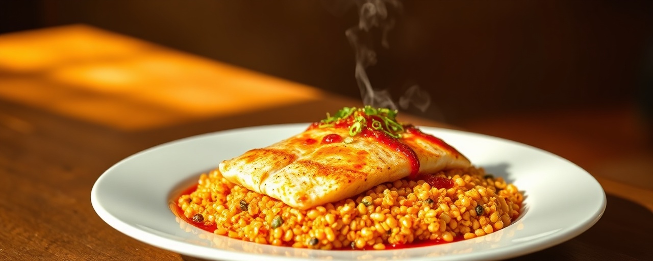 Pescado Curado al Gochujang con Quinoa de Ají Amarillo