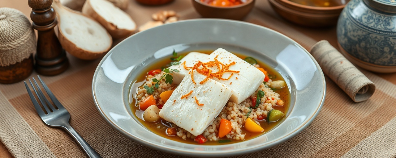 Pescado Enrollado de Azafrán al Vapor