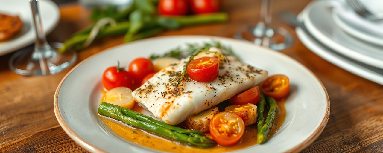 Pesce al Vapore con Brodetto al Miso e Verdure Estive