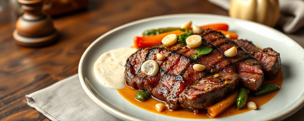 Picanha Grelhada com Miso e Vegetais Assados