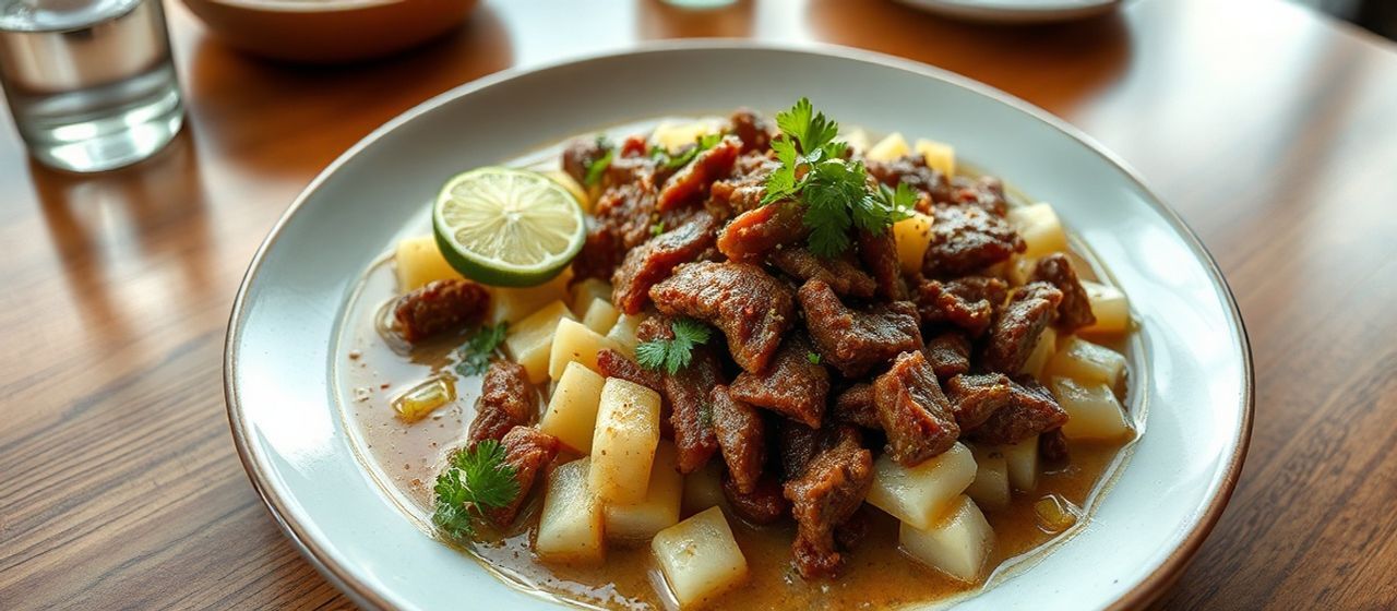 Pirão de Mandioca Fermentado com Carne de Panela Estrelada