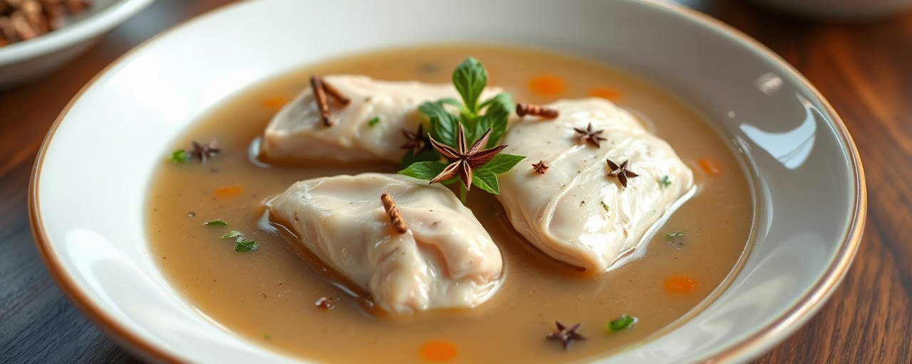 Poached Chicken in Star Anise Coconut Broth