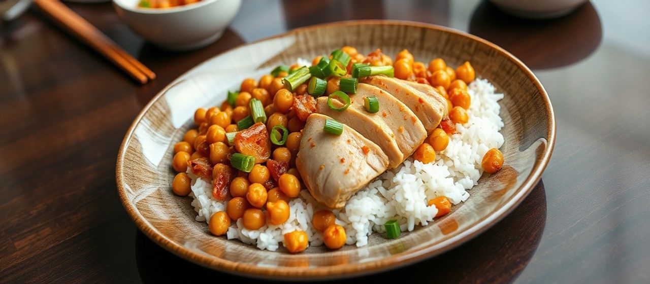 Poached Ginger-Scallion Chicken with Sichuan Peppercorn Chickpeas