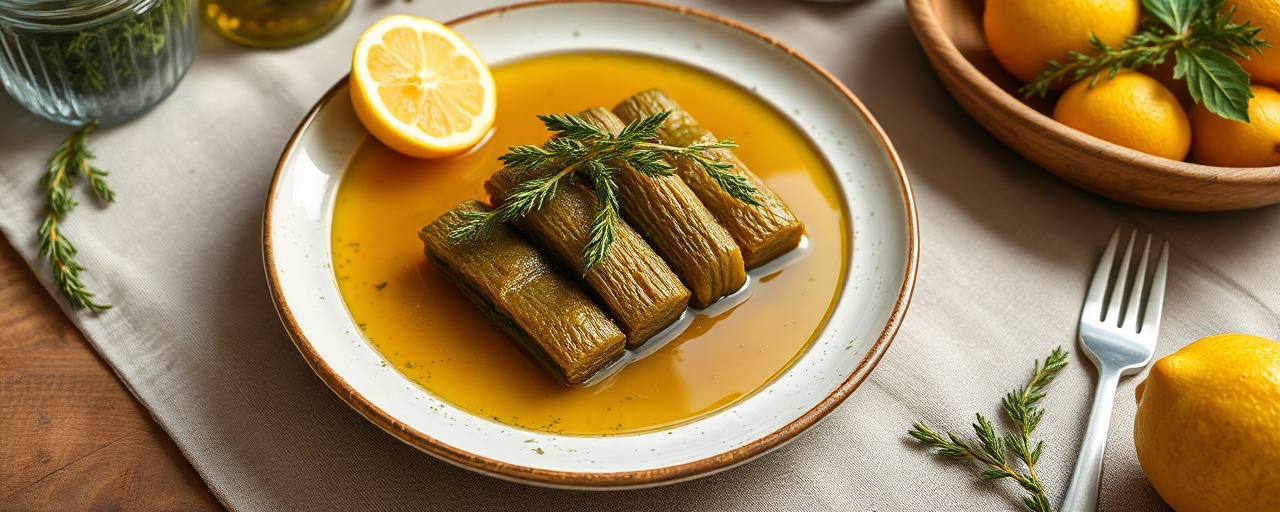 Poached Green Plantain with Mediterranean Lemon-Herb Broth