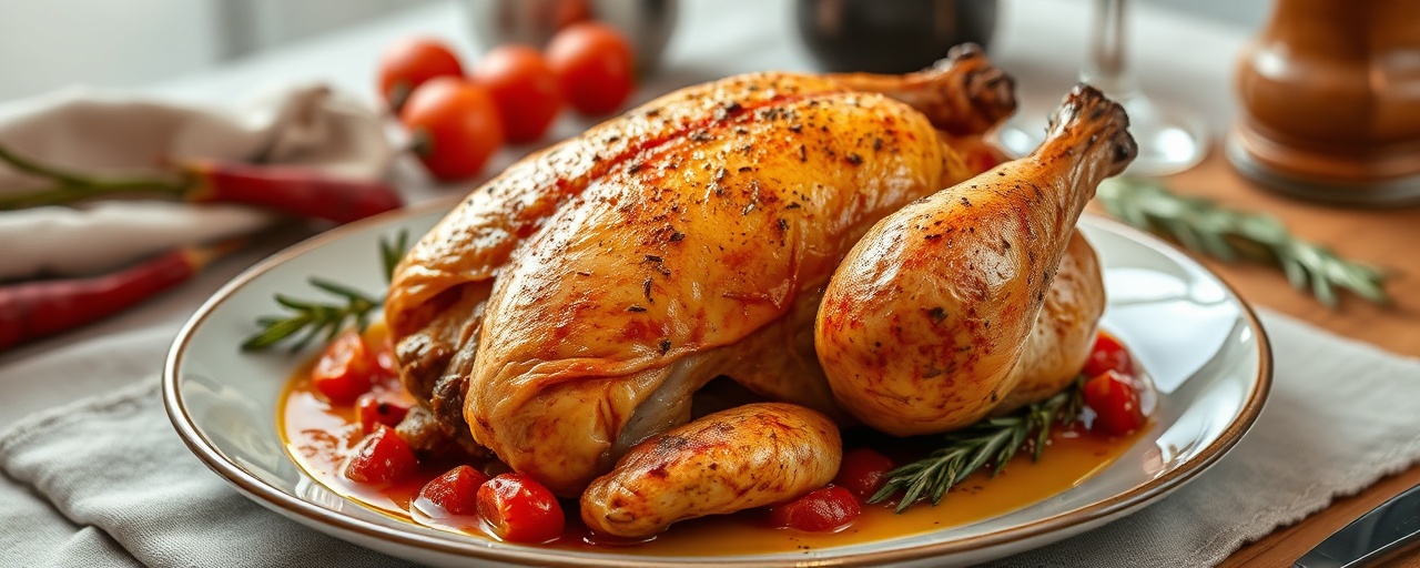 Pollo al Mattone Arrosto al Fuoco con Rub Piccante di Harissa e Rosmarino