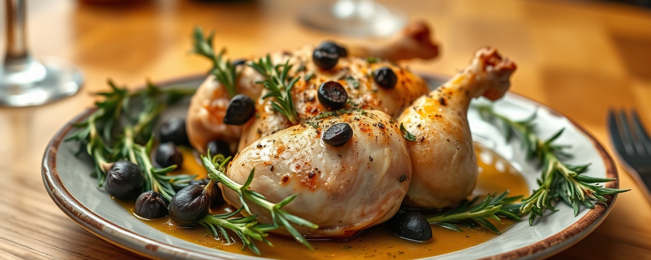 Pollo Arrosto al Aglio Nero e Rosmarino