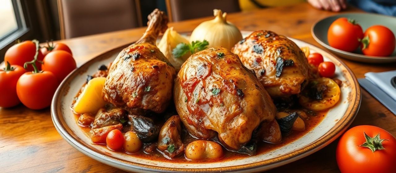 Pollo Braseado con Ajo Negro y Panela