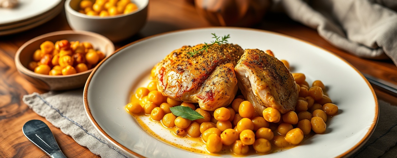 Pollo Peruano Sous-Vide con Garbanzos Cremosos