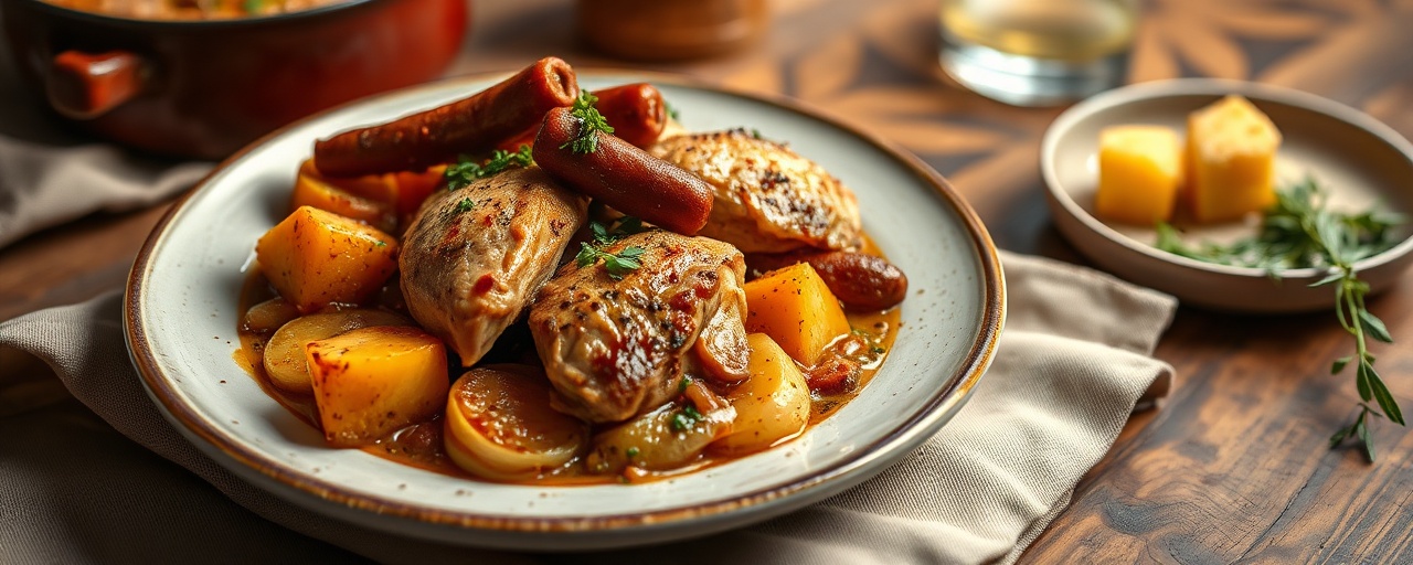 Pollo y Chorizo en Olla de Barro con Batata