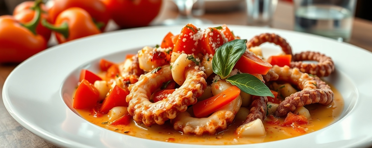 Polpo con Salsa di Peperoni Fermentati