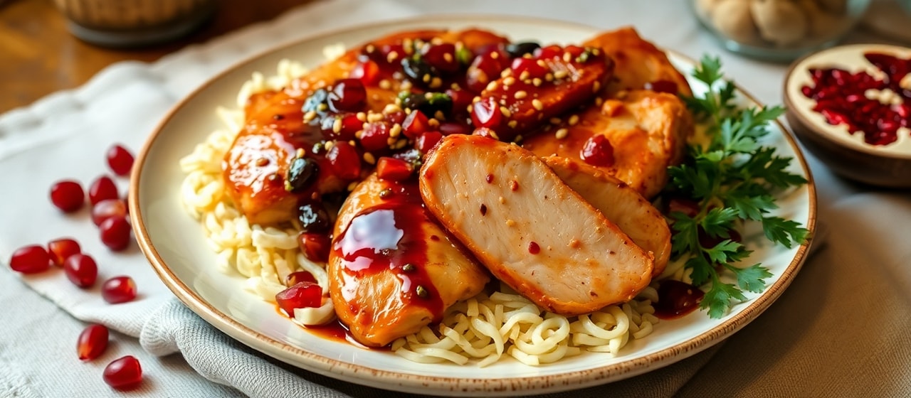 Pomegranate-Cured Asian Chicken with Ginger-Sesame Glaze