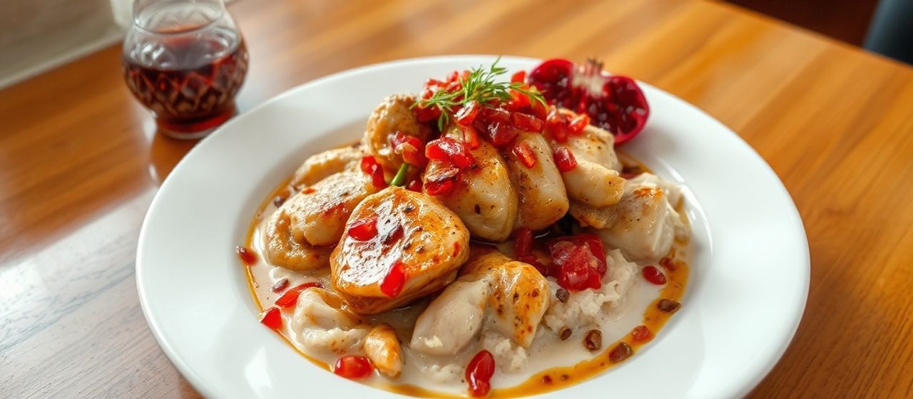 Pomegranate-Kissed Steamed Chicken with Ginseng
