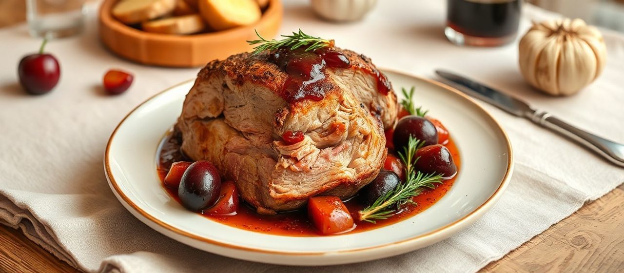 Pork Shoulder Roast with Chipotle-Plum Glaze