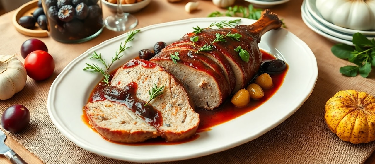 Pork Shoulder Roast with Chipotle-Plum Glaze