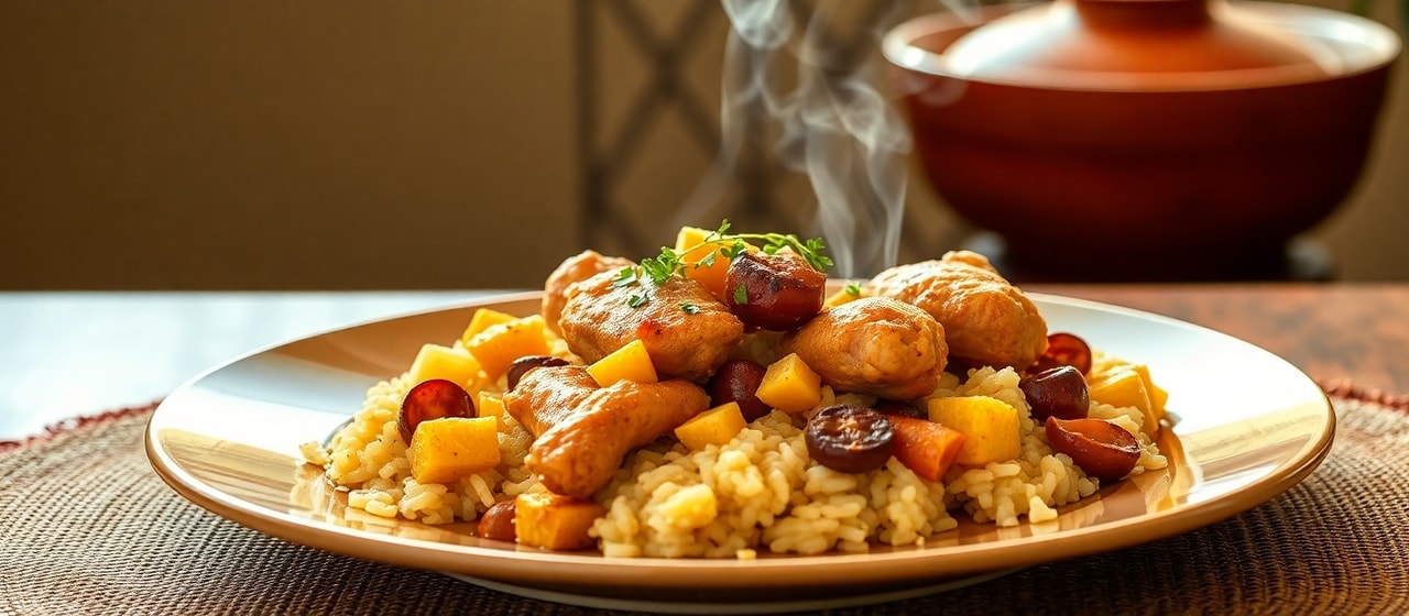 Potjie Yenkukhu Nesitofu Sesitsha Senyama Ebiliweyo (Fermented Maize & Seitan Chicken Potjie)