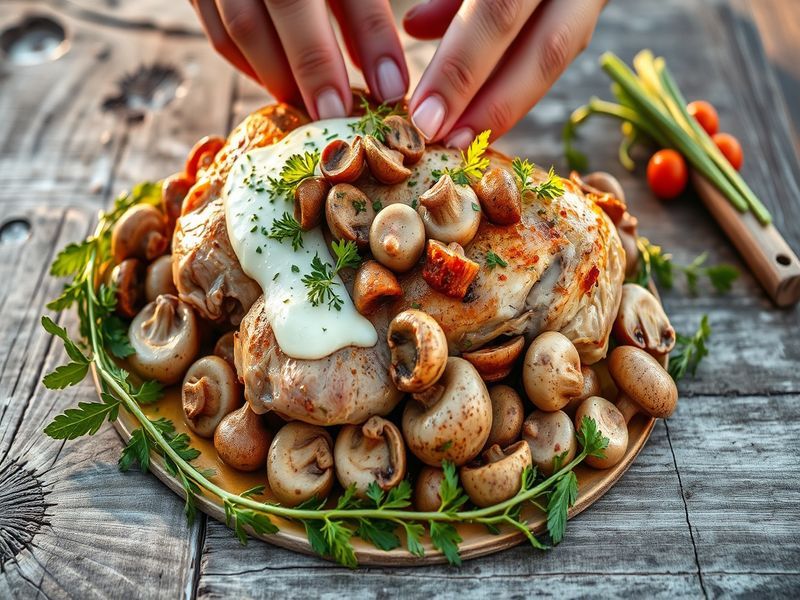 Poulet aux Champignons et Poivrons à la Crème