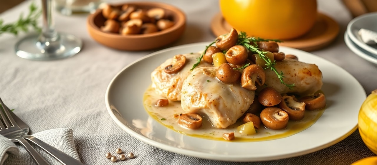 Poulet aux Champignons et Poivrons à la Crème