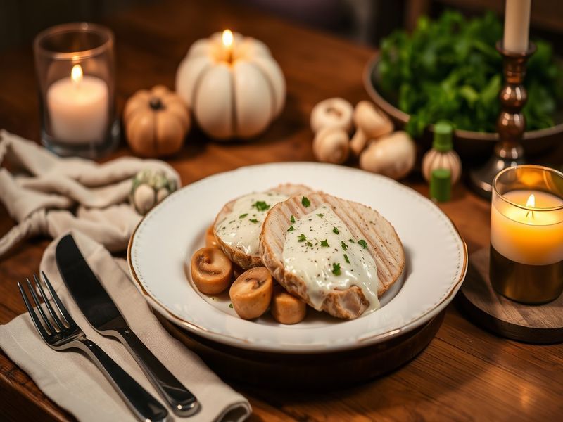 Poulet aux Trois Poivrons et Champignons à la Crème