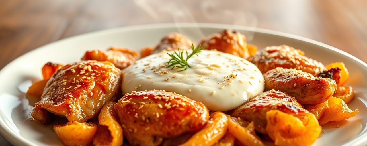 Poulet Mariné au Tandoor et Crème de Sésame à la Provençale