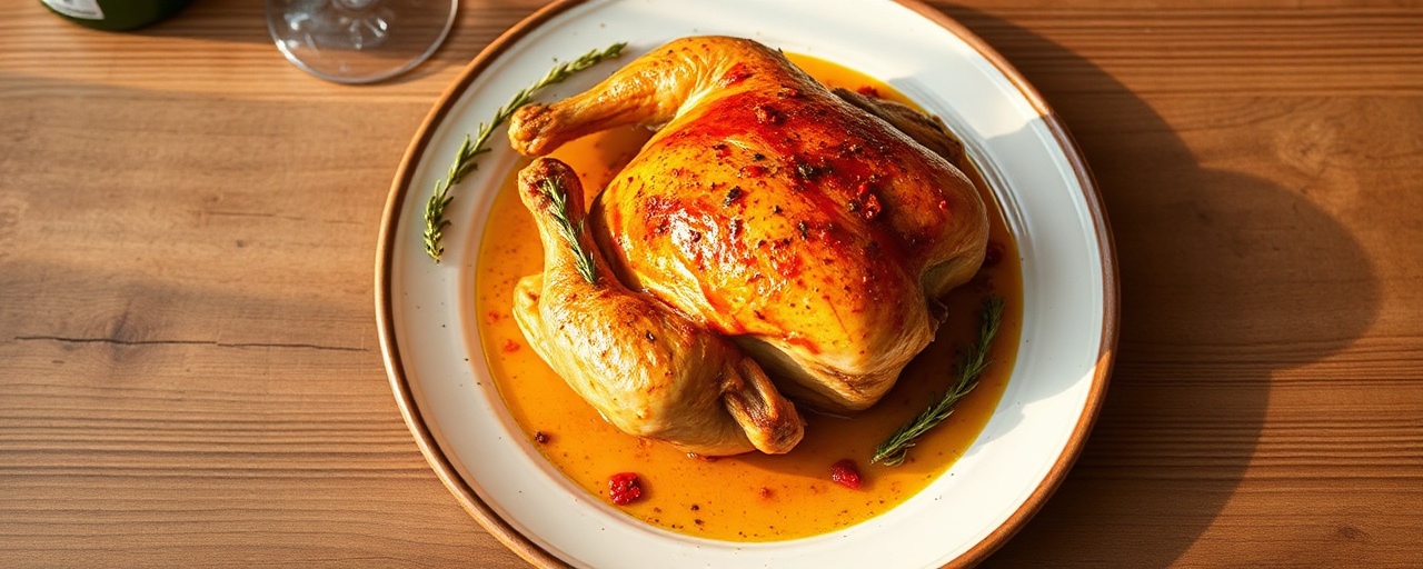Poulet Rôti au Feu de Bois et Harissa Douce aux Herbes de Provence