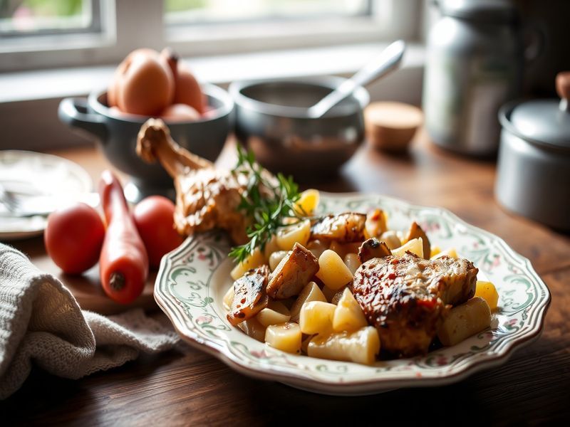 Poulet Rustique aux Pleurotes et Poivrons Doux