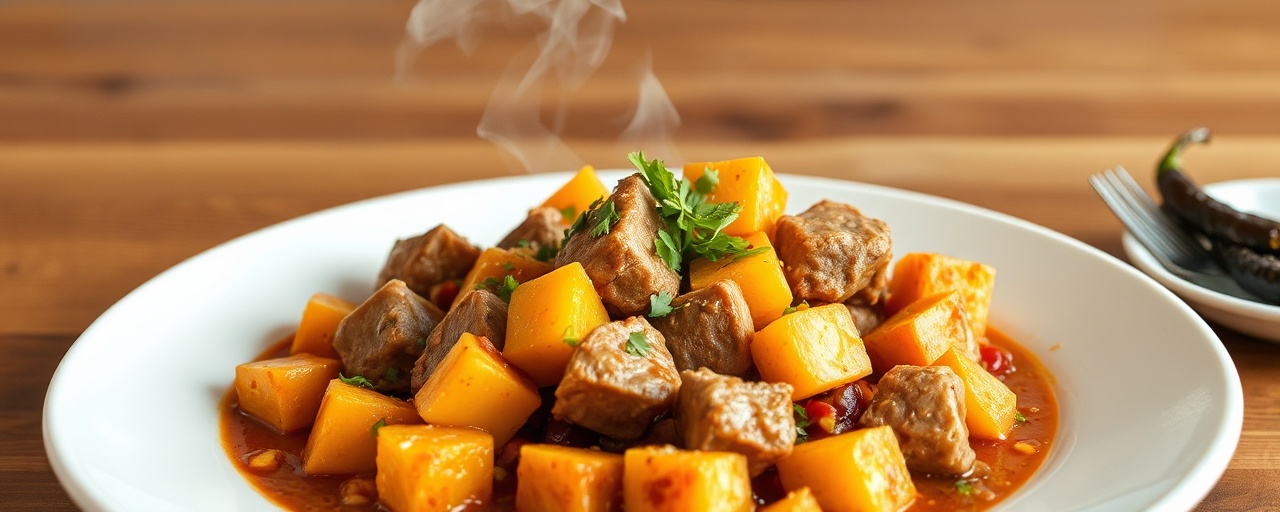 Puerco Enchilado con Calabaza Estofada